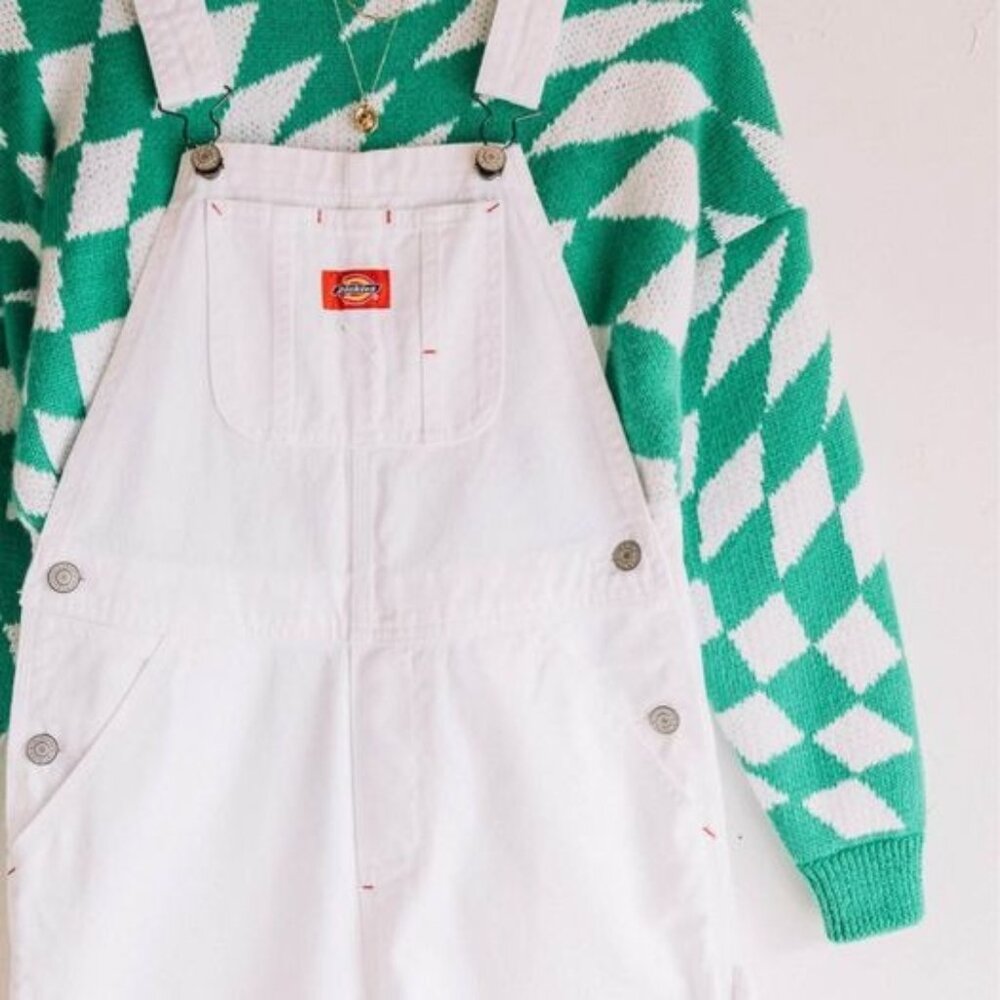 Lisa Says Gah Green Warped Psychedelic‎ Checkered Cropped Sweater Sz XS/S